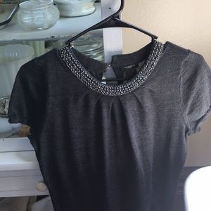 Ann Taylor grey sweater with beading. Size S.